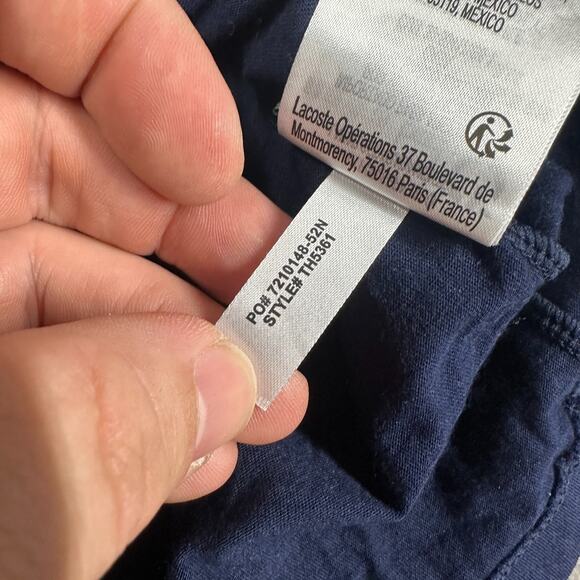 Lacoste Hoodie Mens 2XL Sleepwear Embossed Croc Logo Navy Blue Pullover Lounge - Picture 7 of 14